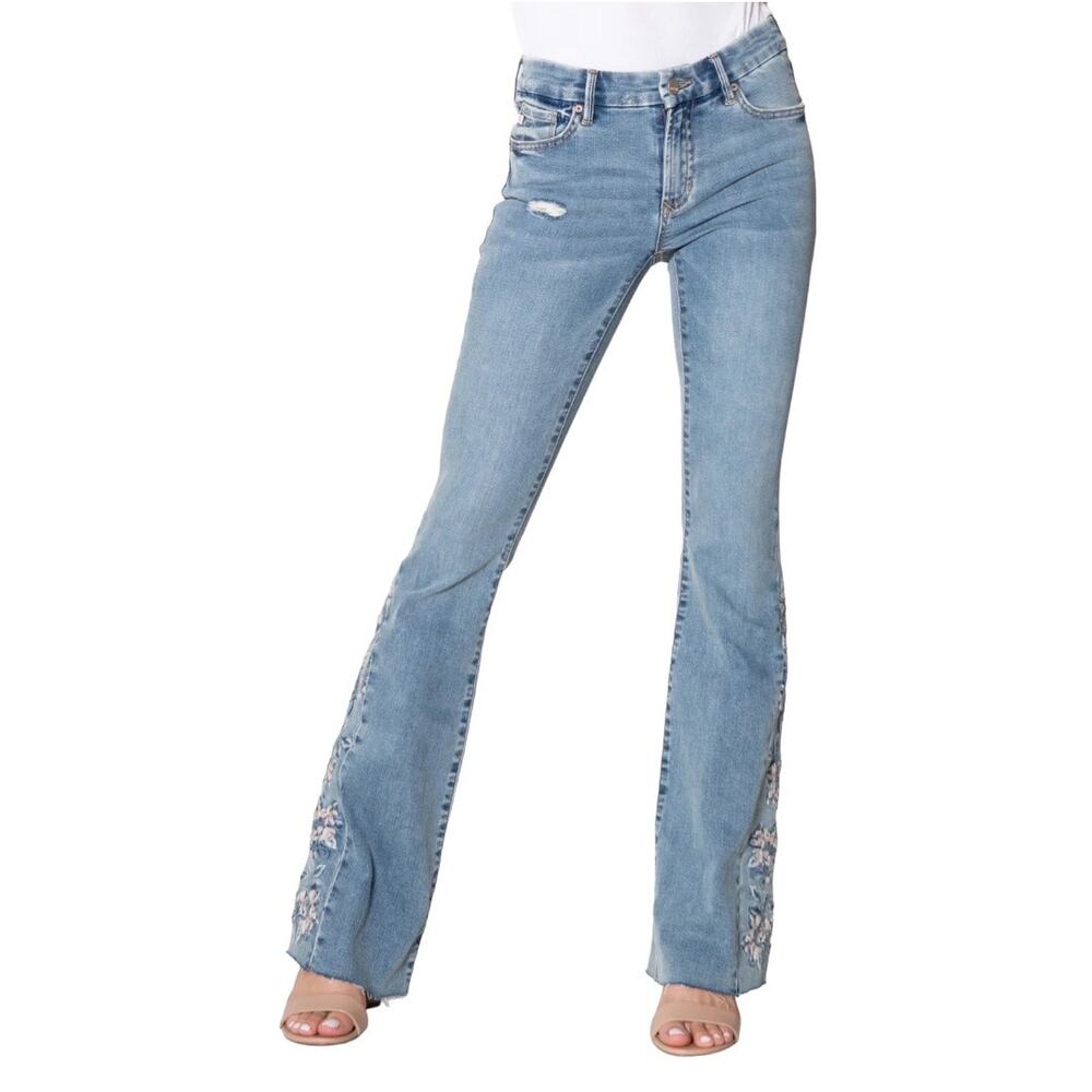 Dear John Sloane Embroidered Bootcut Jeans 27 Floral Embroidered Arbor Mid Rise